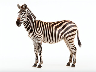 A Zebra standing on a white studio background