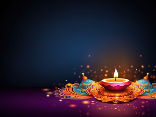 Diwali colorful illustration background with empty Space for text , Diwali diya colorful background illustration, happy diwali day Background illustration , Generative Ai 