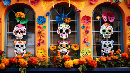Day of the Dead sugar skull decoration in Mexico City, Mexico. generativa IA