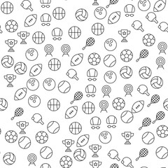 Archery, Football, Swimming, Tennis Seamless Pattern for printing, wrapping, design, sites, shops, apps