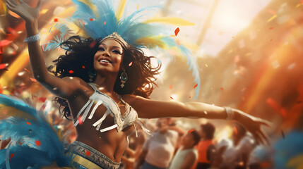Rio's Carnival in Brazil, where vibrant costumes, infectious music, and the rhythm of samba create an unforgettable street party celebration. - 659229459