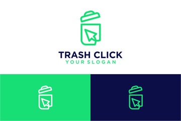 trash logo design with click