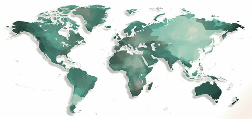 World Map on White Background: Royalty Art Created with generative AI tools.