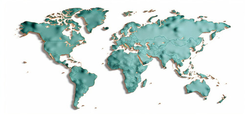 Fototapeta premium World Map on White Background: Royalty Art Created with generative AI tools.