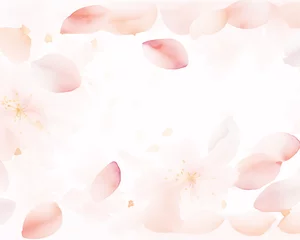 Zelfklevend Fotobehang 満開の桜の花びら水彩フレーム  © STORY