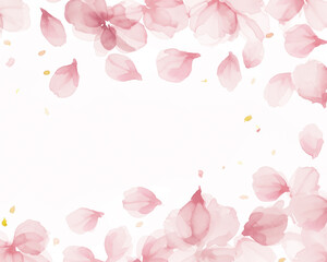 満開の桜の花びら水彩フレーム 