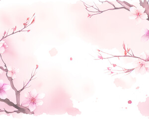 満開の桜の花びら水彩フレーム
