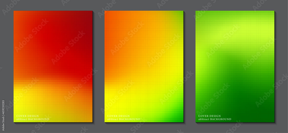 Aufkleber cover designs pixels mosaic pattern gradient colorful graphic background set. concept design and pri