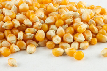 Corn grains on table close up.