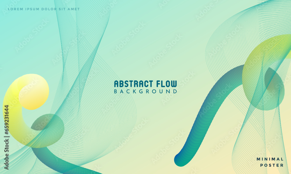 Wall mural gradient fluid loops background vector. abstract green and yellow curve fluid in gradient style vect