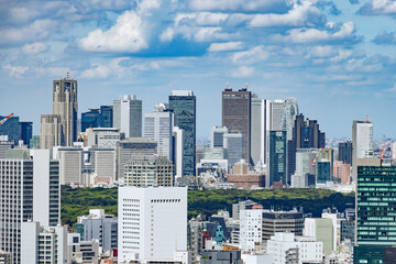 Obraz premium 青空と雲と東京のビル群