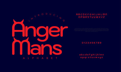 Angermans creative modern urban alphabet font. Digital abstract moslem, futuristic, fashion, sport, minimal technology typography. Simple numeric vector illustration