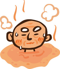 温泉に入るおじいちゃんのイラスト