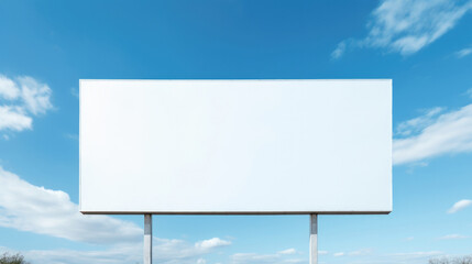Obraz premium low angle shot of blank billboard mockup against bright blue sky.