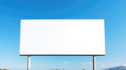 Fototapeta premium low angle shot of blank billboard mockup against bright blue sky.