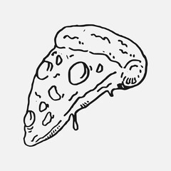 pizza slice in hand drawn style. vector illustration.