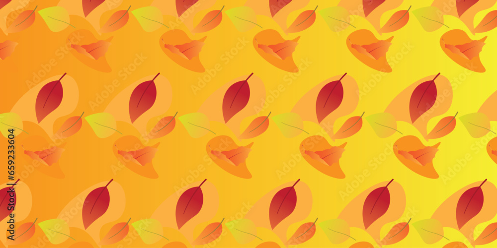Poster the background design with leaf patterns is suitable for the autumn theme.