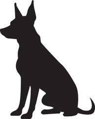 black flat Dog Silhouette. No open shape or path. Dog breed, veterinary, dog walking, pet sitting logo inspiration. Dog show, competition, pet store, guide dog isolated on transparent background.