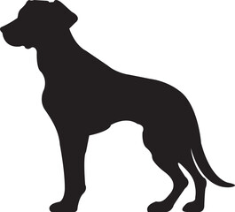 black flat Dog Silhouette. No open shape or path. Dog breed, veterinary, dog walking, pet sitting logo inspiration. Dog show, competition, pet store, guide dog isolated on transparent background.
