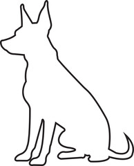 black line Dog Silhouette. No open shape or path. Dog breed, veterinary, dog walking, pet sitting logo inspiration. Dog show, competition, pet store, guide dog isolated on transparent background.