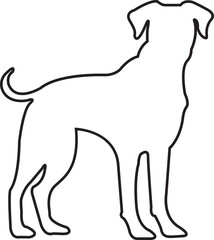 black line Dog Silhouette. No open shape or path. Dog breed, veterinary, dog walking, pet sitting logo inspiration. Dog show, competition, pet store, guide dog isolated on transparent background.