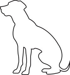 black line Dog Silhouette. No open shape or path. Dog breed, veterinary, dog walking, pet sitting logo inspiration. Dog show, competition, pet store, guide dog isolated on transparent background.