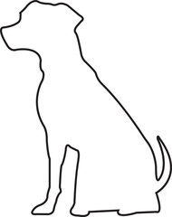black line Dog Silhouette. No open shape or path. Dog breed, veterinary, dog walking, pet sitting logo inspiration. Dog show, competition, pet store, guide dog isolated on transparent background.