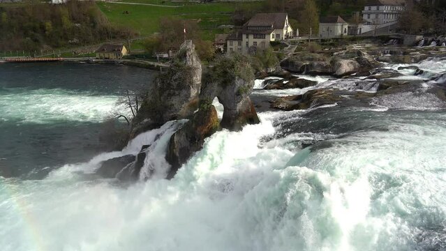 Video, filming, Rhine waterfall, waves, surf, wild water, Neuhausen am Rheinfall, Canton Schaffhausen, Switzerland, Europe