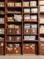 Company files are neatly arranged on the shelves