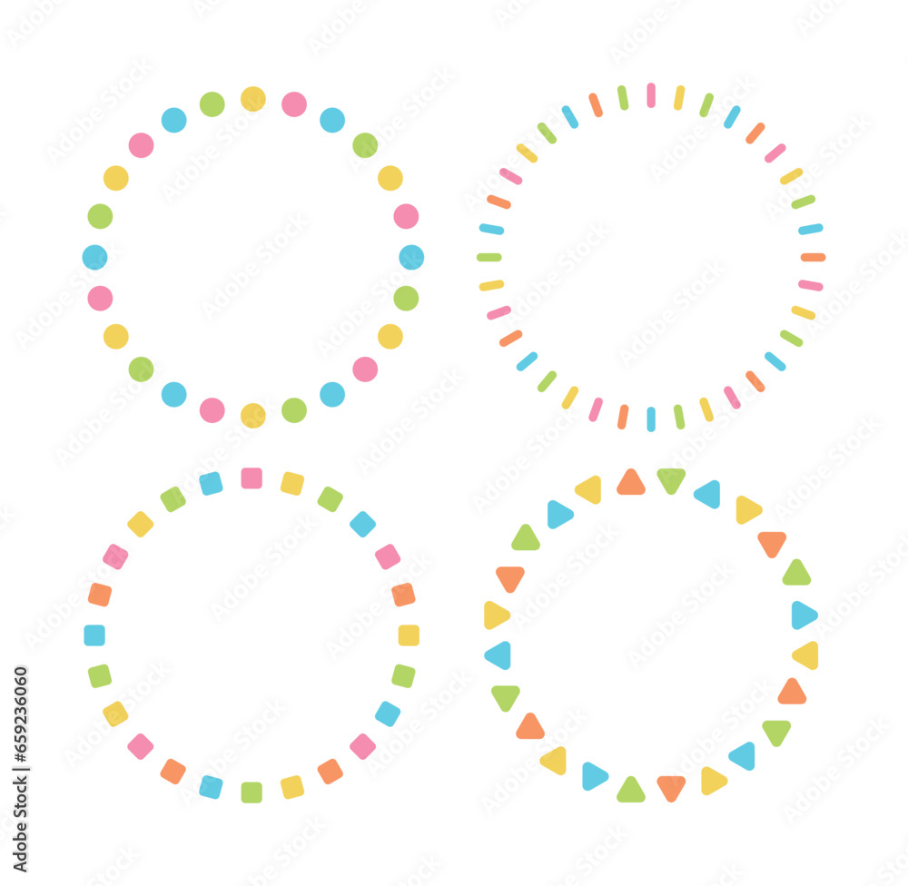 Poster a set of illustrated decorative border frames in various shapes such as circles, squares, and triang