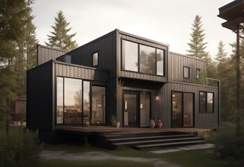 Fototapeta premium house in the woods rustic modern container 6