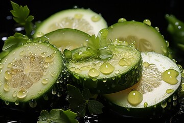 cucumber with water drops