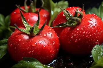 Fresh tomatoes with water splash