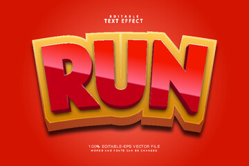 Run editable text effect 3 dimension emboss cartoon style