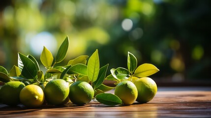 Fresh lemons on the wooden table