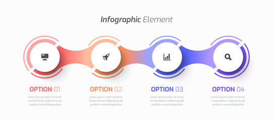 Vector Infographic Business with, Circle Label, Thin Line, Icon and 4 Number for Presentation
