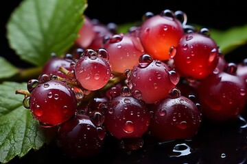 Fresh red grapes with water splash
