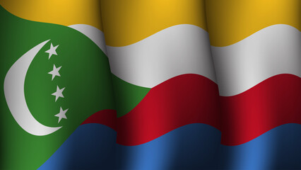 comoros waving flag background design on sunset view vector illustration