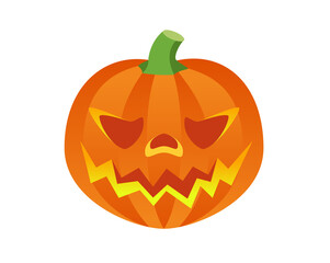 Orange pumpkin Jack O Lantern icon for Halloween holiday decoration