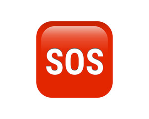 Shinny gradient white SOS word red icon button