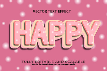 Happy editable text effect 3 dimension emboss cartoon style