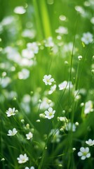 Obraz na płótnie Canvas Green Grass and Wild Flowers