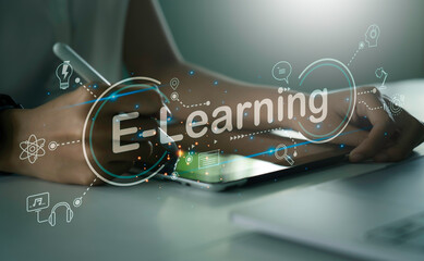 Education Distance E-learning Online Learning Personal development concept online,education on...