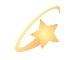 Cartoon-styled stylized star swirling in a yellow ring circle icon