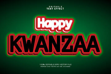 Obraz premium Happy kwanzaa editable text effect 3 dimension emboss cartoon style