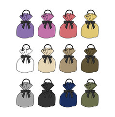 巾着バッグのイラストセット
