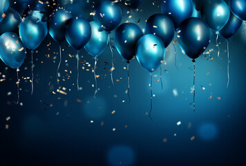 Sparkling Celebration, Vibrant Blue Balloons and Festive Confetti for Holiday Party, Birthday Bash, or Social Media Cover