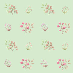 カラフルな実の付いた植物柄のパターン