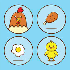 chicken chicks animal icon collection cartoon vector illustration