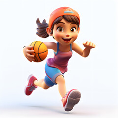 girl playing basketball 3d render